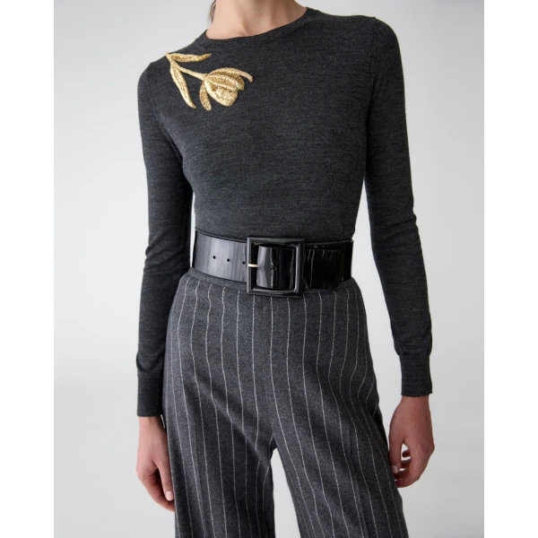 Carolina Herrera Patent Leather Icon Belt in Black, view 2