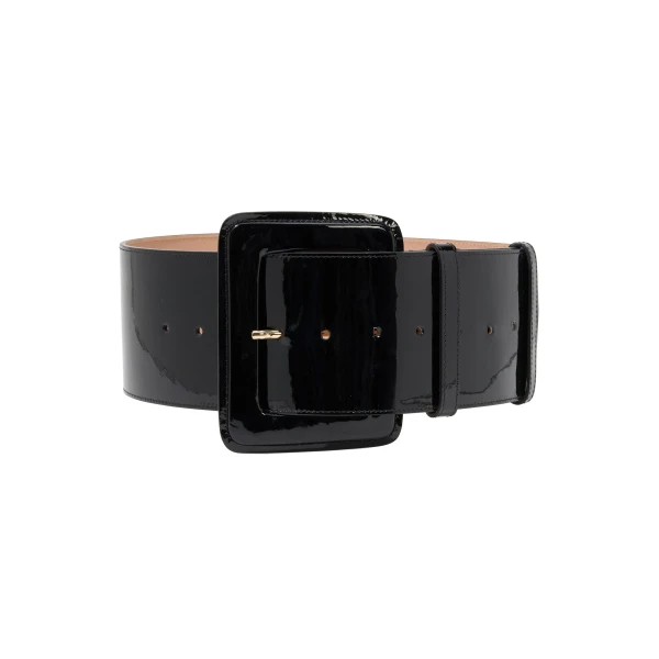 Patent Leather Icon Belt in Black