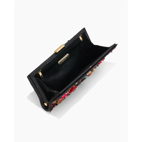 Carolina Herrera Pats Floral-Embroidered Satin Clutch, view 4