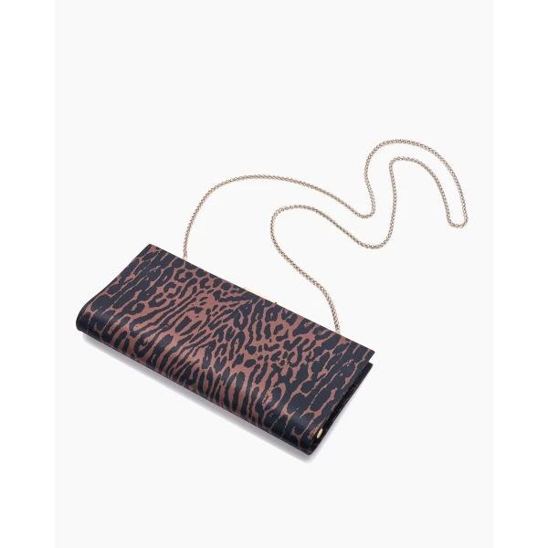 Carolina Herrera Pats Leopard Satin Clutch, view 2