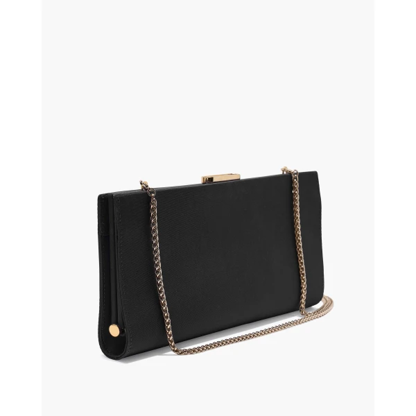 Carolina Herrera Pats Silk Faille Clutch in Black, view 3