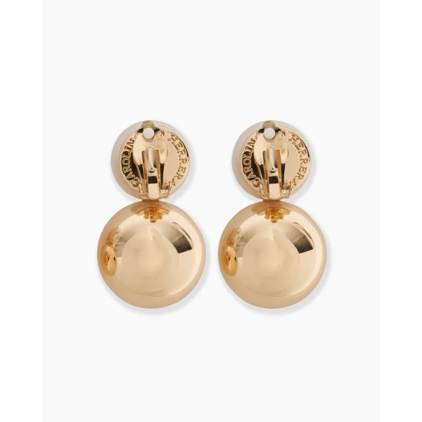 Carolina Herrera Pearl and Gold Ball Earrings, view 2