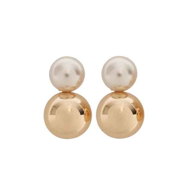 Pearl and Gold Ball Earrings