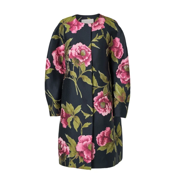 Peony Jacquard Cocoon Coat
