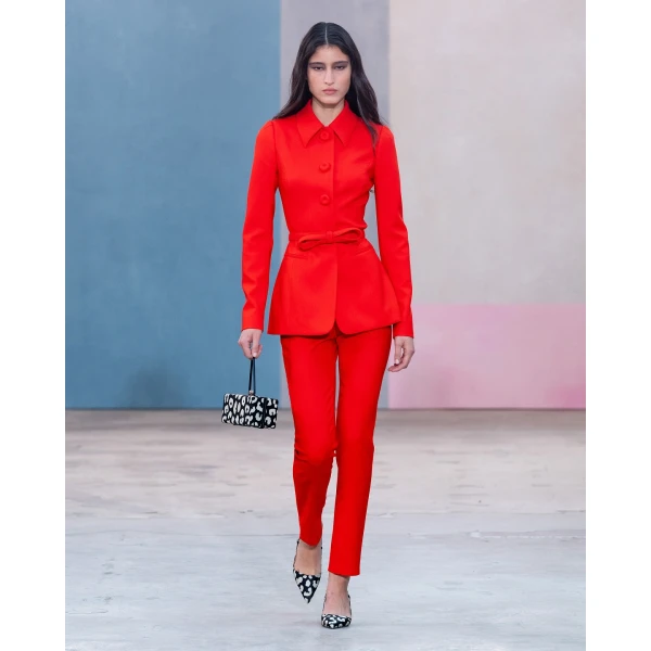 Carolina Herrera Point Collar Jacket in Chili Red, view 5