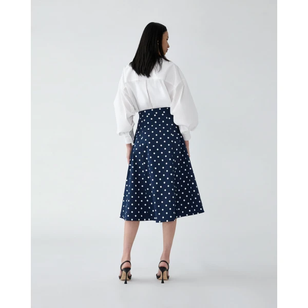 Carolina Herrera Polka Dot Button-Front Midi Skirt, view 3
