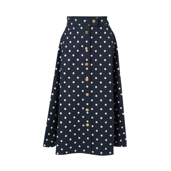 Carolina Herrera Polka Dot Button-Front Midi Skirt