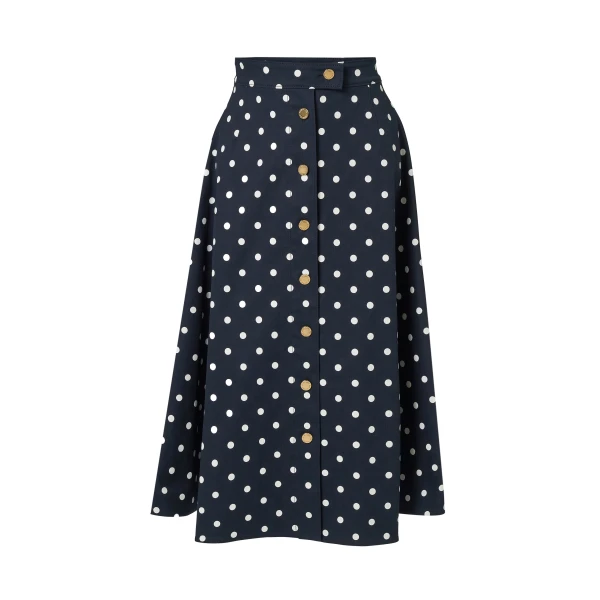 Carolina Herrera Polka Dot Button-Front Midi Skirt