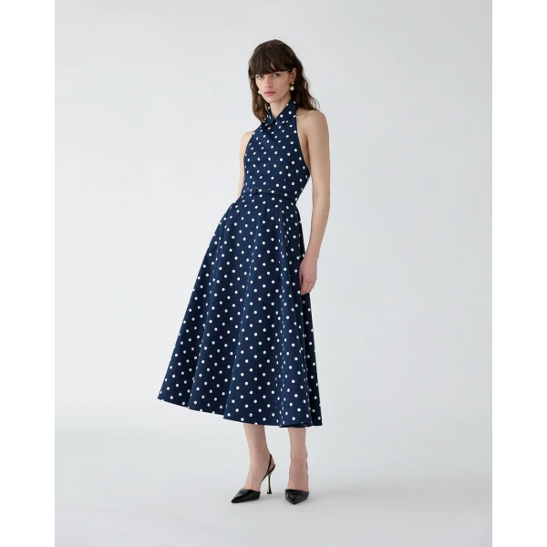 Carolina Herrera Polka Dot Halterneck Midi Dress, view 2