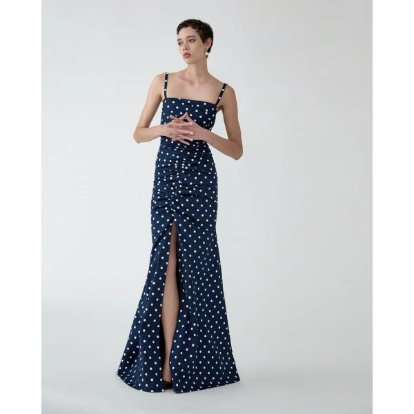 Carolina Herrera Polka Dot Ruched Gown, view 4