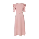 Carolina Herrera Puff-Sleeve Midi Dress in Rosewater