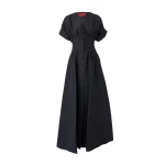 Carolina Herrera Rolled Sleeves Button-Front Gown in Black