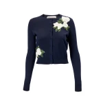 Carolina Herrera Rose-Embroidered Cardigan in Midnight