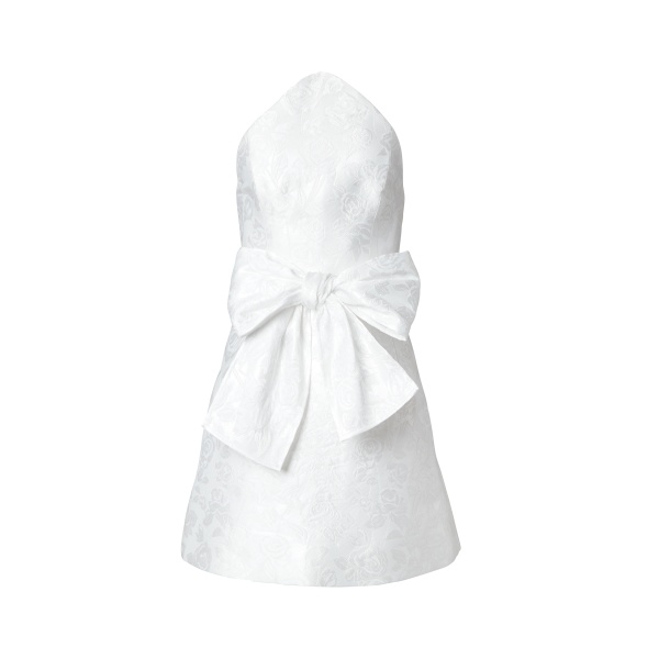 Carolina Herrera Rose Jacquard Mini Dress With Bow in White