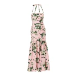 Carolina Herrera Rose-Print Gathered Midi Dress