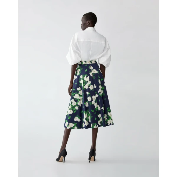 Carolina Herrera Rose-Print Midi Skirt, view 3