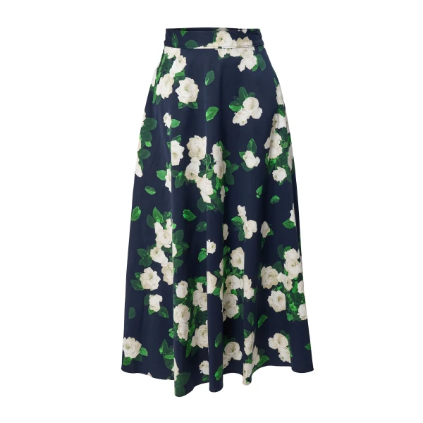 Carolina Herrera Rose-Print Midi Skirt