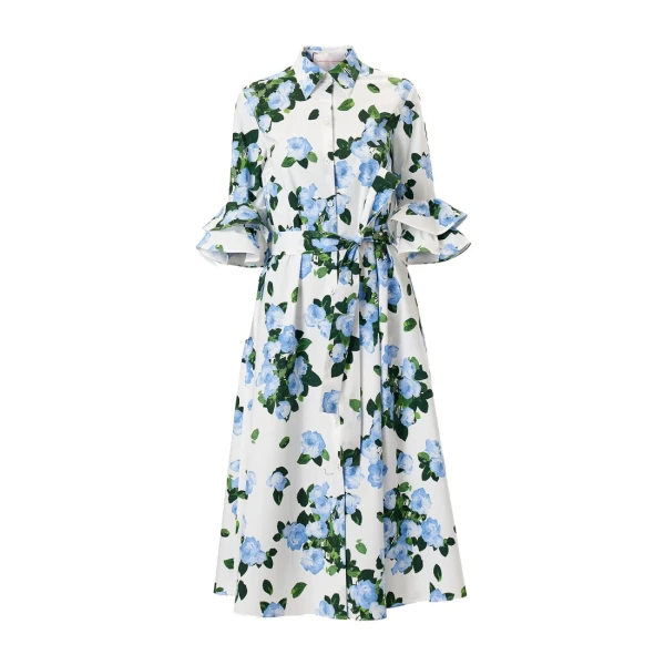 Rose-Print Shirt Dress