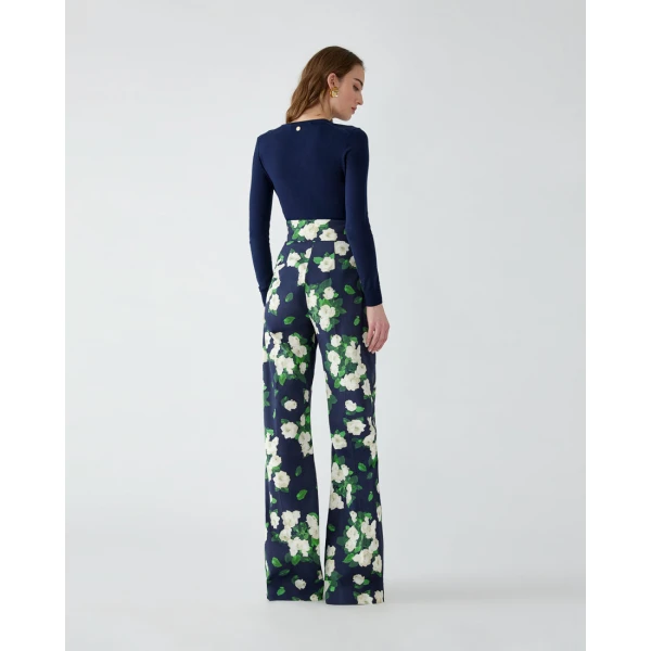 Carolina Herrera Rose-Print Wide-Leg Diane Pants, view 3
