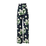 Carolina Herrera Rose-Print Wide-Leg Diane Pants