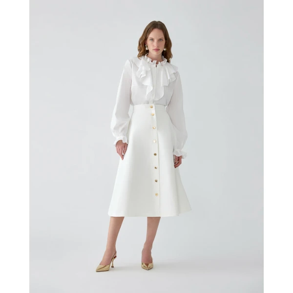 Carolina Herrera Ruffle Blouse in White, view 2