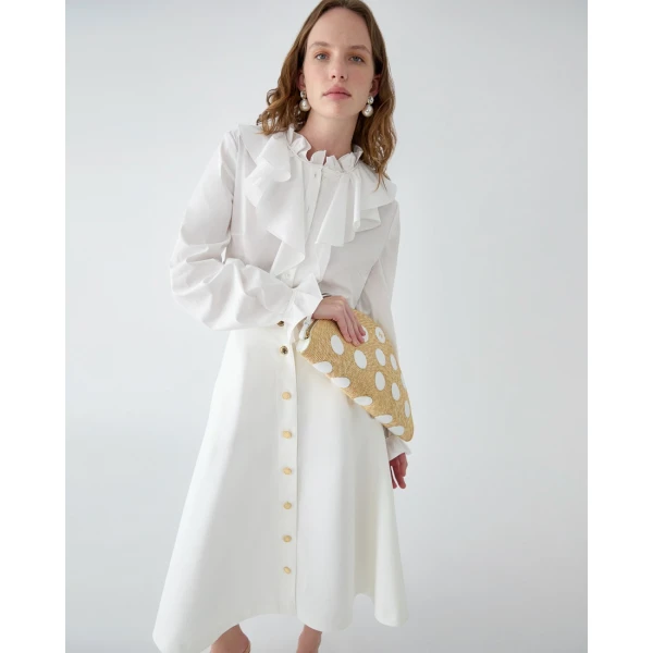 Carolina Herrera Ruffle Blouse in White, view 4