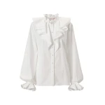 Carolina Herrera Ruffle Blouse in White