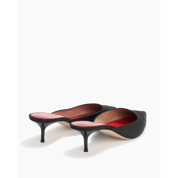 Carolina Herrera Satin Kitten Heel Mule in Black, view 5