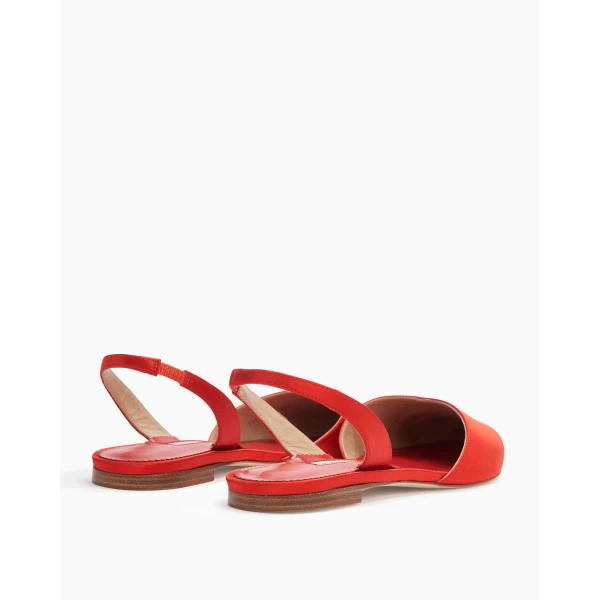 Carolina Herrera Satin Slingback Flats in Herrera Red, view 5