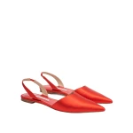 Carolina Herrera Satin Slingback Flats in Herrera Red