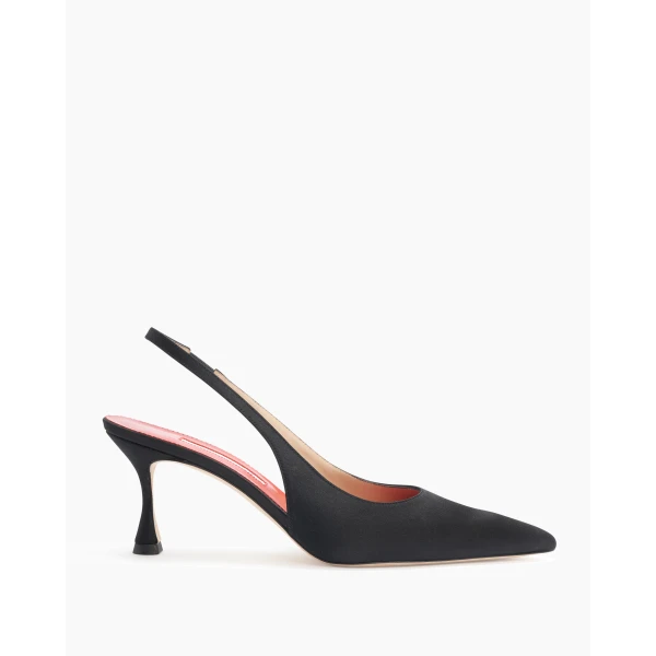 Carolina Herrera Satin Slingback Kitten Heels in Black, view 3