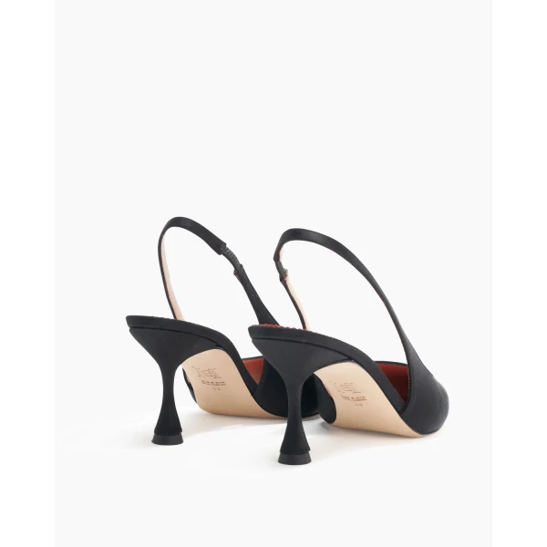 Carolina Herrera Satin Slingback Kitten Heels in Black, view 4