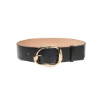 Carolina Herrera Sculptural Buckle Leather Belt in Black