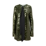 Carolina Herrera Sequined Merino Cardigan in Forest Green