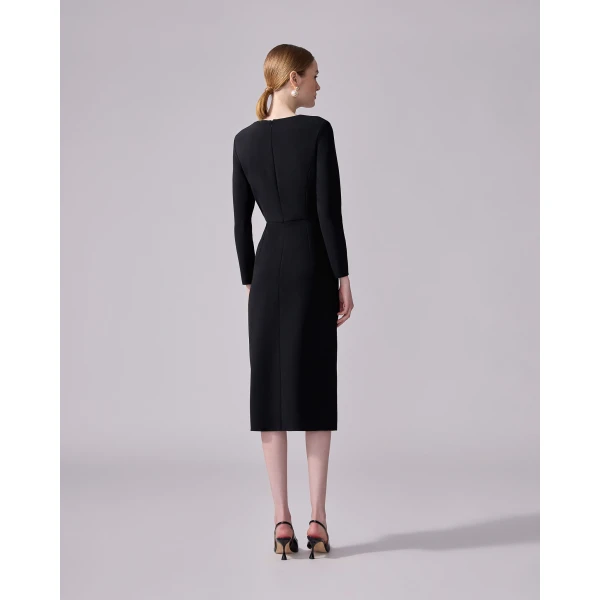 Carolina Herrera Sheath Dress With Side Drape in Black, view 3