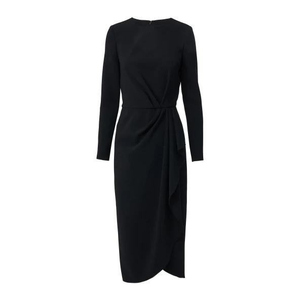 Sheath Dress With Side Drape in Black