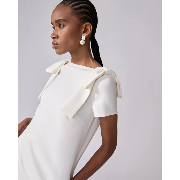Carolina Herrera Shift Dress With Bows in Ivory, view 4