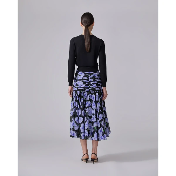 Carolina Herrera Silk-Cotton Cropped Cardigan in Black, view 3