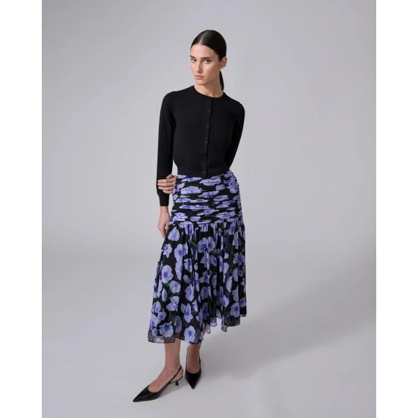 Carolina Herrera Silk-Cotton Cropped Cardigan in Black, view 4