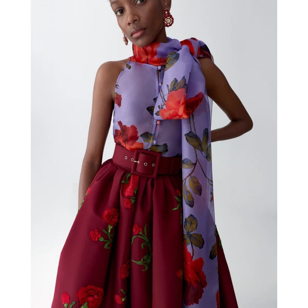 Carolina Herrera Silk Faille Icon Belt in Rioja, view 2