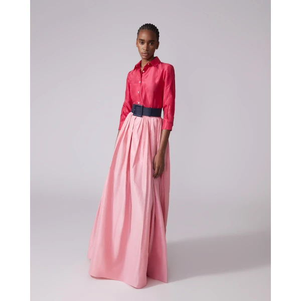 Carolina Herrera Silk Taffeta Shirt in Azalea, view 4
