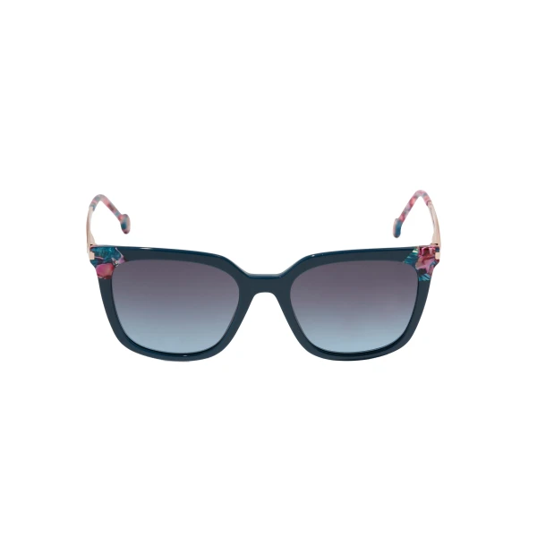 Square Frame Sunglasses with Contrast Detail in Teal
