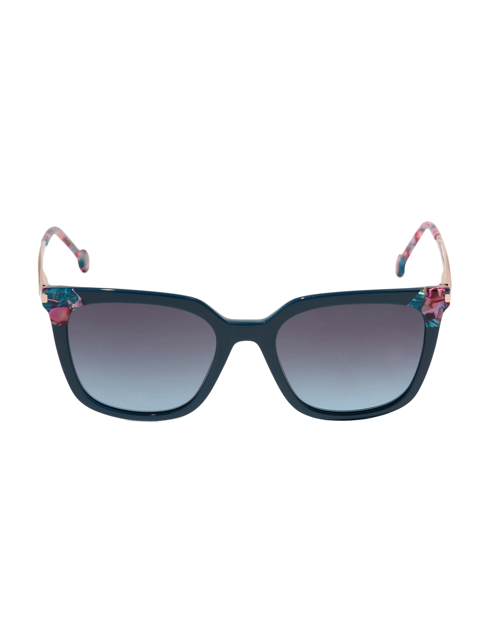 Carolina Herrera Square Frame Sunglasses with Contrast Detail in Teal | Accessories | Coveti Carolina Herrera Square Frame Sunglasses with Contrast Detail in Teal