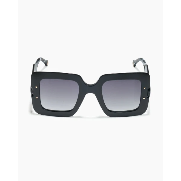 Carolina Herrera Square Frame Sunglasses with Contrast Temples in Black, view 4