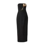 Carolina Herrera Strapless Dress With Calla Lily Brooch in Black