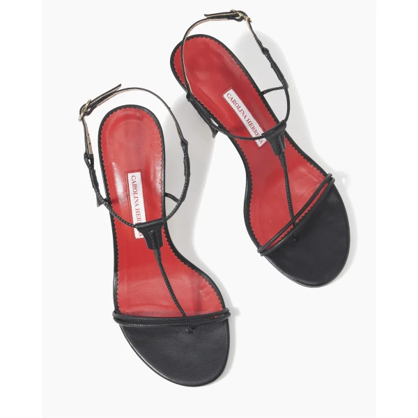 Carolina Herrera Strappy Leather Sandals in Black, view 5