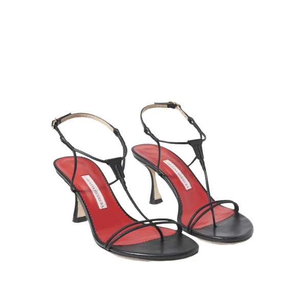 Strappy Leather Sandals in Black