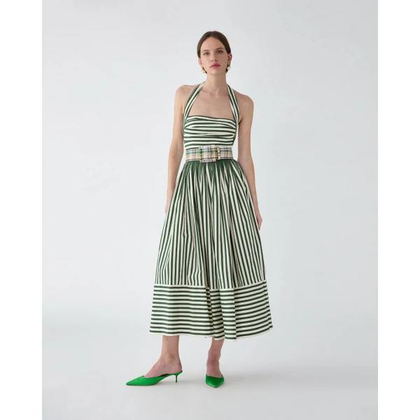 Carolina Herrera Striped Halterneck Midi Dress, view 2