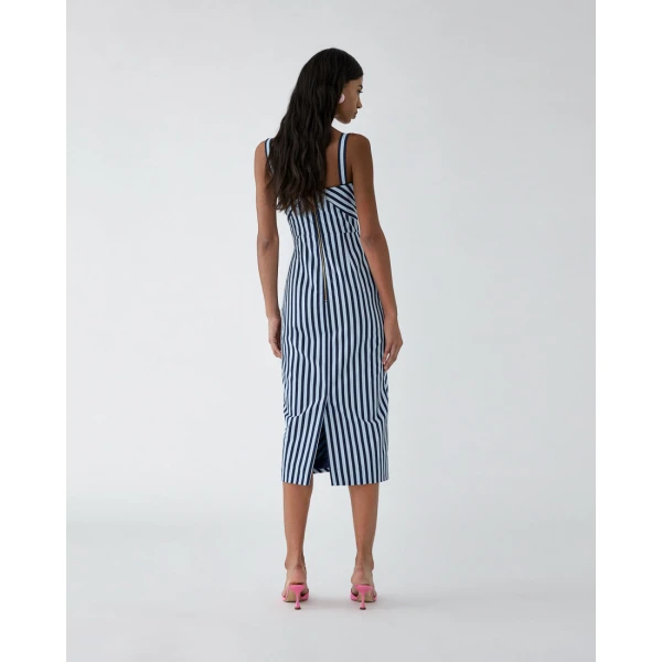 Carolina Herrera Striped Pencil Dress with Ruching, view 3