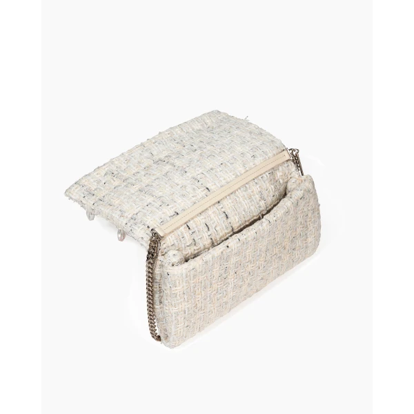 Carolina Herrera Tweed Clutch with Raindrop Embroidery, view 3